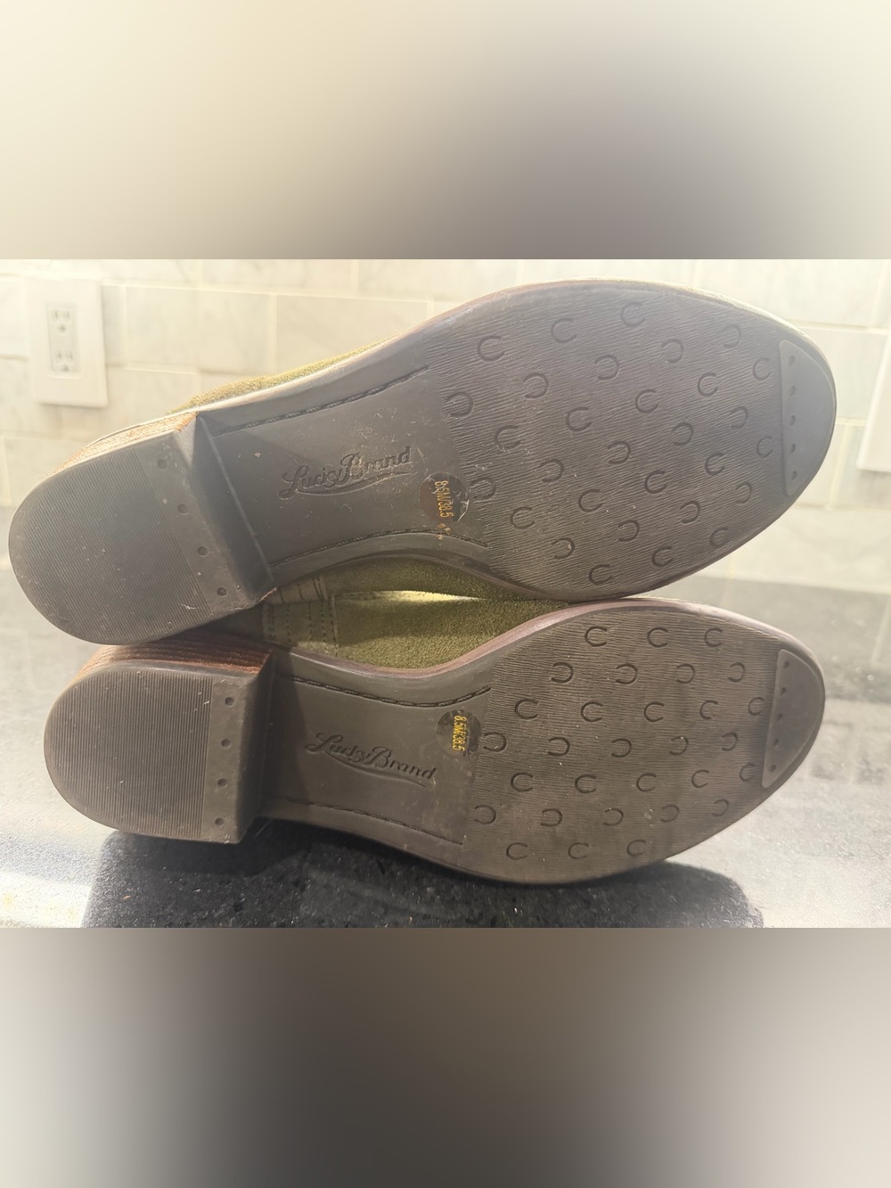 Lucky Brand Olive Green Suede Western Ankle Booties Women’s 8.5 - Picture 5 of 6